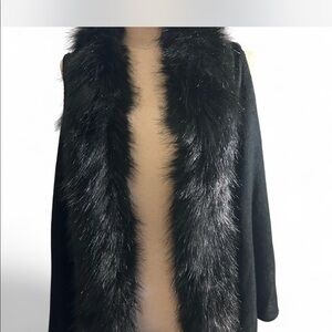 Jessica McClintock black faux fur vest /shawl